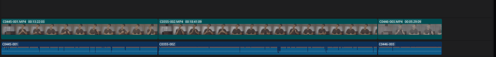 Before edit — long raw timeline